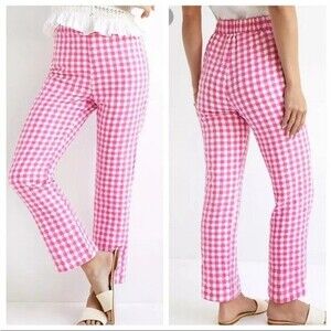 Pink and White Anthropologie Gingham Print Picnic Ankle Pants (NWT)
